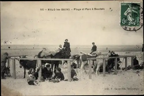 Ak Malo les Bains Nord, Strand und Park in Baudets