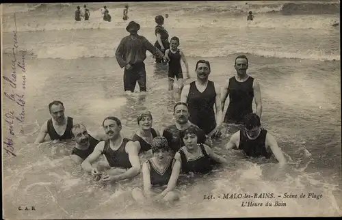 Ak Malo les Bains Nord, Strandszene, Badezeit