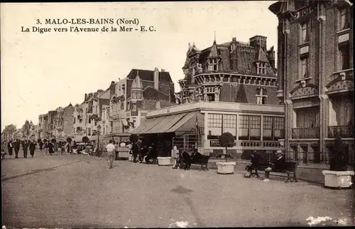 Ak Malo les Bains Nord, La Digue in Richtung Avenue de la Mer