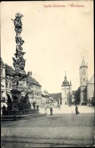 Ak Teplice Šanov Teplitz Schönau Region Aussig, Schloßplatz