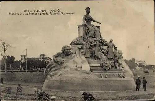 Ak Hanoi, Vietnam, Monument La France, in der Nähe des Gouverneurspalastes