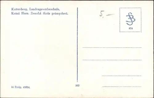 Ak Kutná Hora Kuttenberg Mittelböhmen, Landesgewerbeschule