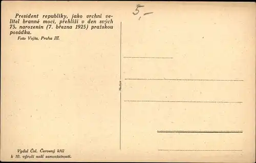 Ak Präsident Tomáš Garrigue Masaryk, Tschechische Soldaten, 1925