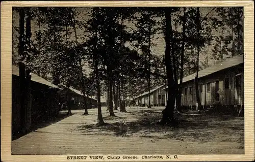 Ak Charlotte North Carolina USA, Straßenansicht, Camp Greene