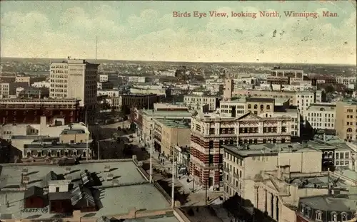 Ak Winnipeg Manitoba Kanada, Vogelperspektive, Blick nach Norden