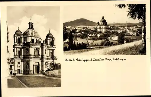 Ak Jablonné v Podještědí Deutsch Gabel Reg. Reichenberg, Erzdekanalkirche, Lausitzer Berge