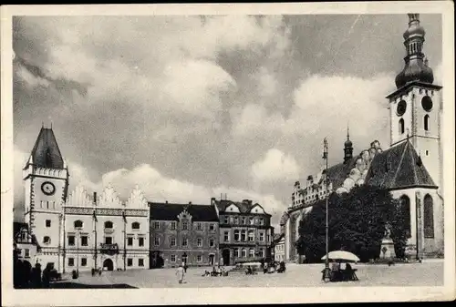 Ak Tábor Südböhmen, Markt, Kirche, Rathaus