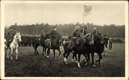 Ak Präsident Tomáš Garrigue Masaryk, Tschechische Soldaten, 1925, Prager Garnison, 75. Geburtstag