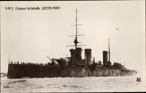 Ak Britisches Kriegsschiff Queen Mary, Britische Marine