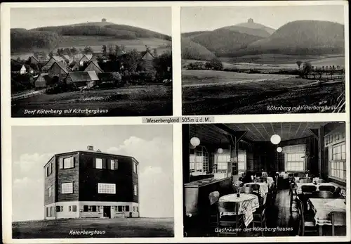 Ak Köterberg Lügde im Weserbergland, Köterberghaus, Gasthof, Speisesaal