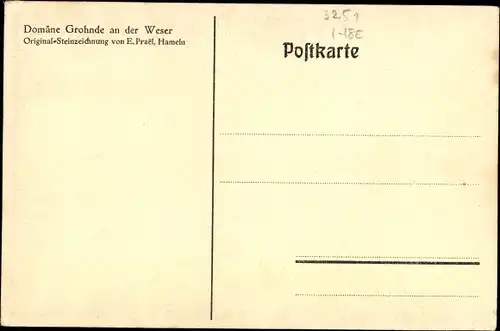 Künstler Ak Prael, E., Grohnde Emmerthal an der Weser, Domäne an der Weser