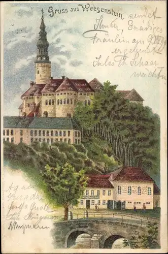 Litho Weesenstein Müglitztal in Sachsen, Schloss Weesenstein