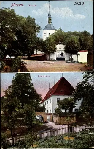 Ak Maxen Müglitztal in Sachsen, Kirche, Pfarrhaus