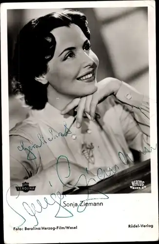 Ak Schauspielerin Sonja Ziemann, Portrait, Autogramm