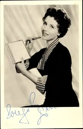Ak Schauspielerin Sonja Ziemann, Portrait, Montblanc Füller, Autogramm
