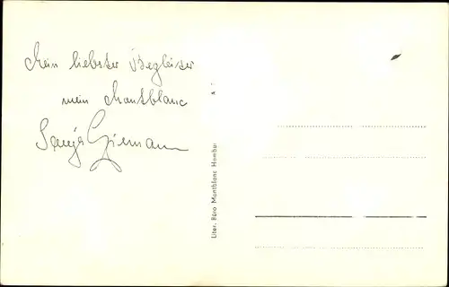 Ak Schauspielerin Sonja Ziemann, Portrait, Montblanc Füller, Autogramm