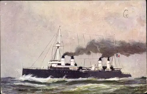 Künstler Ak Französisches Kriegsschiff, Kleber, Croiseur Cuirassé