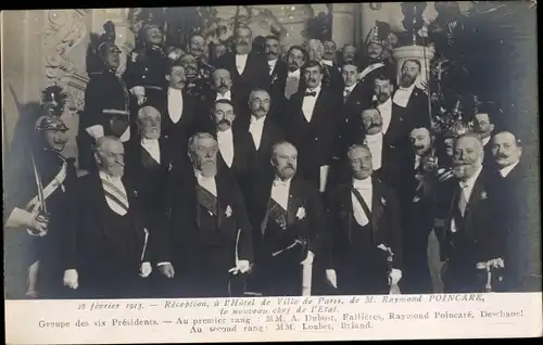 Ak-Gruppe von sechs Präsidenten, Empfang im Pariser Rathaus, 18. Februar 1913