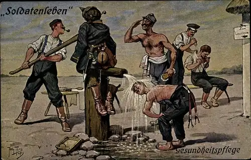 Künstler Ak Thiele, Arthur, Soldatenleben, Gesundheitspflege