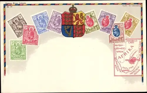 Briefmarken Ak Südafrika, Wappen, Kapland, Matabele Land, Transvaal