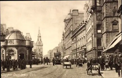 Ak Glasgow Schottland, Kreuz mit Blick nach Westen