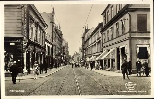 Ak Norrköping Schweden, Straßenpartie, Geschäfte