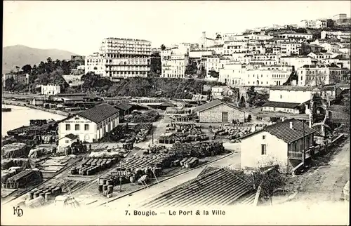 Ak Bougie Algerien, Hafen, Stadt