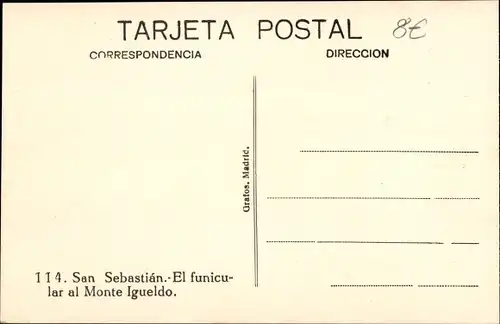 Ak Donostia San Sebastian Baskenland, El funicular al Monte Igueldo