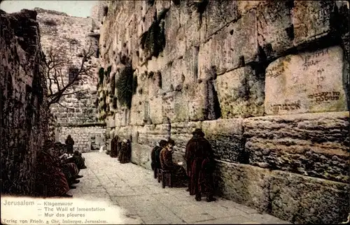 Ak Jerusalem Israel, Gläubige an der Klagemauer, The Wall of Lamentation