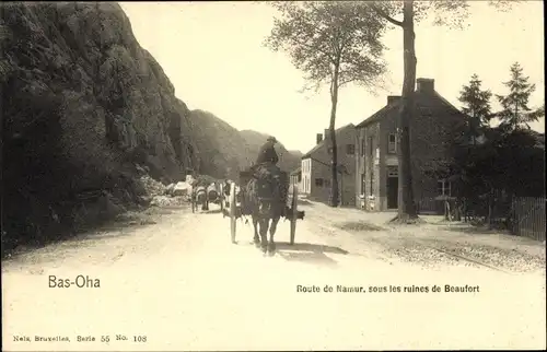 Ak Bas-Oha Wallonien Lüttich, Route de Namur, unter den Ruinen von Beaufort
