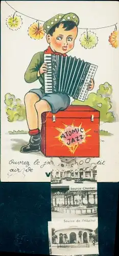 Leporello Ak Vichy Allier, Junge mit Akkordeon, Atomic Jazz, Salle de Baccara du Casino