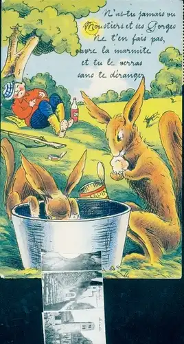 Leporello Ak Moustiers Sainte Marie Alpes de Haute Provence, Chapelle, Cascade