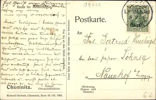 Ak Chemnitz Sachsen, Kaiserliche Oberpostdirektion