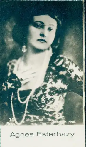 Sammelbild Schauspielerin Agnes Esterhazy, Perlen, Portrait, Film-Bild Nr. 70