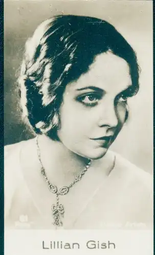 Sammelbild Schauspielerin Lillian Gish, Portrait, Halskette, Film-Bild Nr. 61