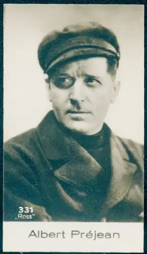 Sammelbild Schauspieler Albert Prejean, Portrait, Mütze, Film-Bild Nr. 331