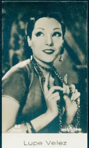 Sammelbild Schauspielerin Lupe Velez, Portrait, Halskette, Bild Nr. 82