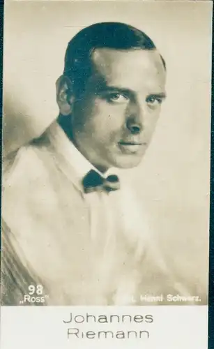 Sammelbild Schauspieler Johannes Riemann, Portrait, Bild Nr. 98