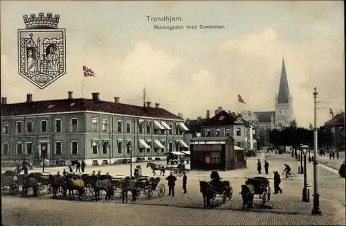 Wappen Ak Trondhjem Trondheim Norwegen, Kirche, Platz, Kutschen