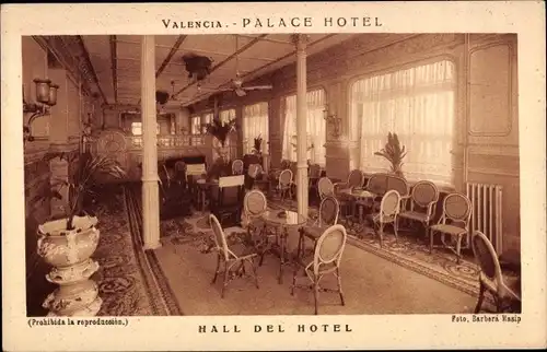 AK Valencia Stadt Spanien, Palace Hotel, Halle des Hotels