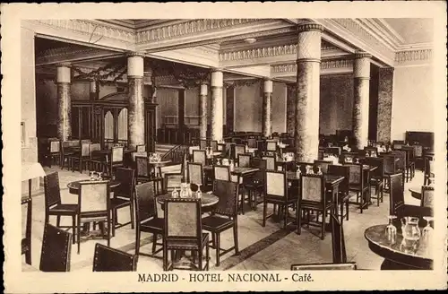 Ak Madrid, Spanien, Hotel Nacional, Café