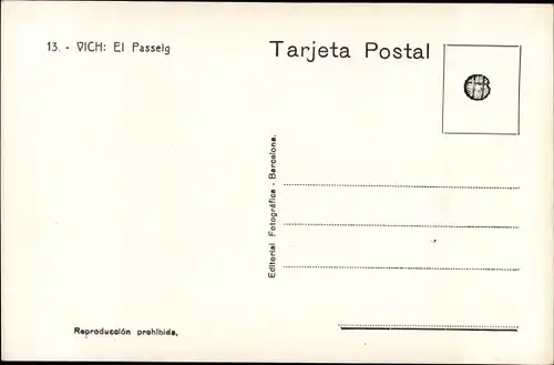 Ak Vich Vic Katalonien Spanien, El Passelg