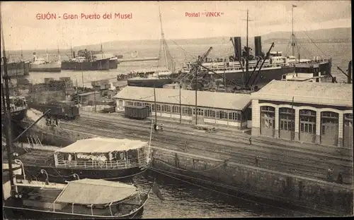 Ak Gijón Asturien Spanien, Großer Hafen von Musel