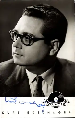 Ak Musiker Kurt Edelhagen, Portrait, Polydor-Schallplatten, Autogramm