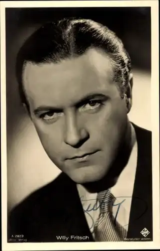 Ak Schauspieler Willy Fritsch, Portrait, UFA, Autogramm