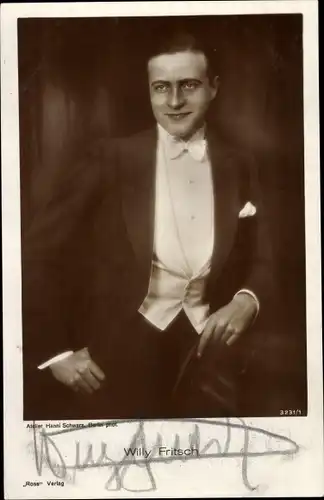 Ak Schauspieler Willy Fritsch, Portrait, Autogramm