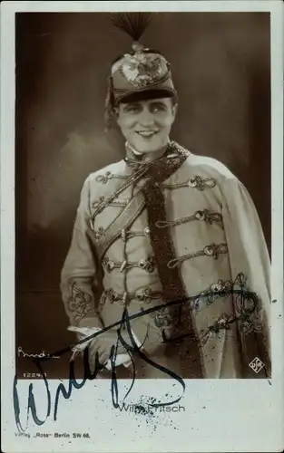 Ak Schauspieler Willy Fritsch, Portrait in Uniform, Filmkostüm, Autogramm