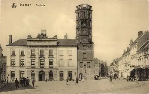 Ak Menin Menen Meenen Lys Westflandern, Stadhuis, Platz, Rathaus