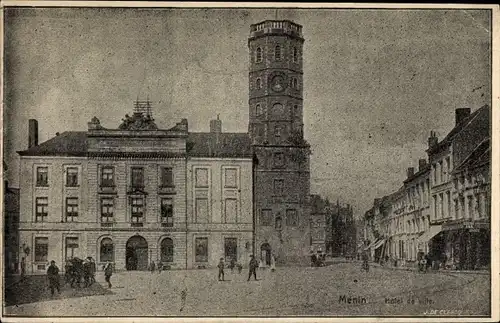 Ak Menin Menen Meenen Lys Westflandern, Rathaus