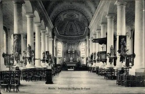 Ak Menin Menen Meenen Lys Westflandern, Interieur de l'Eglise St-Vaast